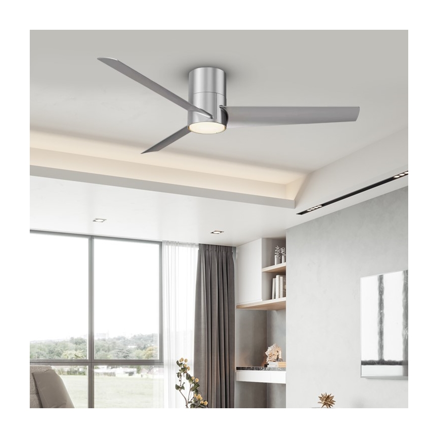 ZEVENTI - Ventilatore da soffitto dimmerabile a LED BARROSA LED/18W/230V 3000-6000K Wi-Fi Tuya cromo opaco + telecomando