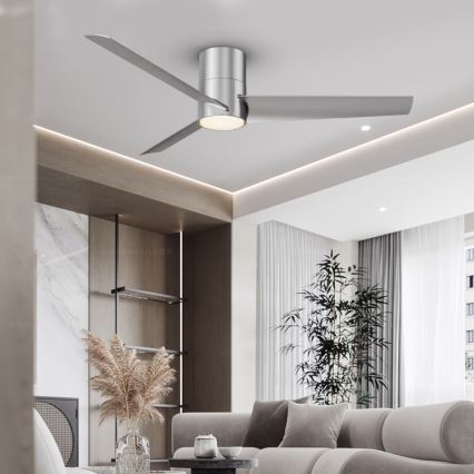 ZEVENTI - Ventilatore da soffitto dimmerabile a LED BARROSA LED/18W/230V 3000-6000K Wi-Fi Tuya cromo opaco + telecomando
