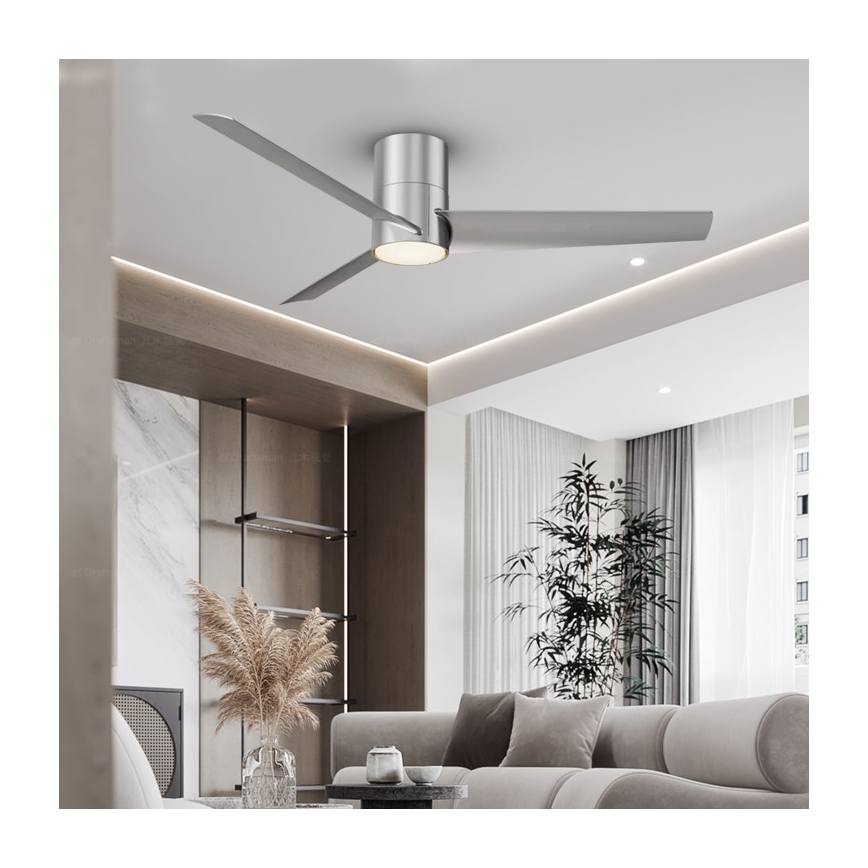 ZEVENTI - Ventilatore da soffitto dimmerabile a LED BARROSA LED/18W/230V 3000-6000K Wi-Fi Tuya cromo opaco + telecomando
