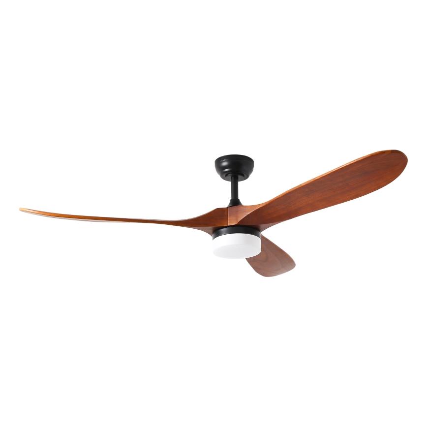 ZEVENTI - Ventilatore da soffitto dimmerabile a LED GINOSA LED/18W/230V 3000-6000K Wi-Fi Tuya nero/quercia + telecomando