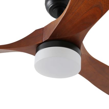 ZEVENTI - Ventilatore da soffitto dimmerabile a LED GINOSA LED/18W/230V 3000-6000K Wi-Fi Tuya nero/quercia + telecomando