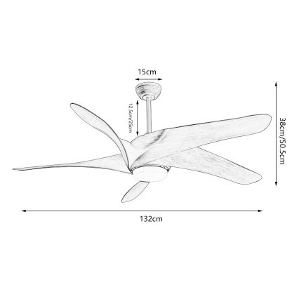 ZEVENTI - Ventilatore da soffitto dimmerabile a LED LUCCA LED/18W/230V 3000-6000K Wi-Fi Tuya marrone + telecomando