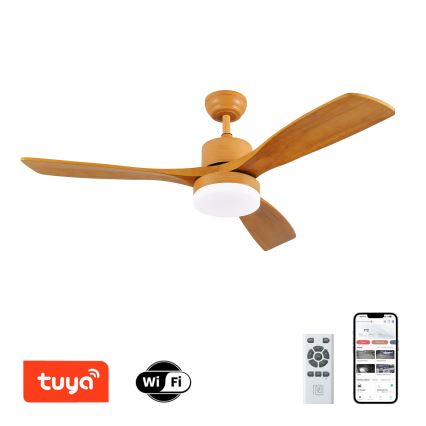 ZEVENTI - Ventilatore da soffitto dimmerabile a LED MARE LED/24W/230V 3000-6000K Wi-Fi Tuya quercia + telecomando