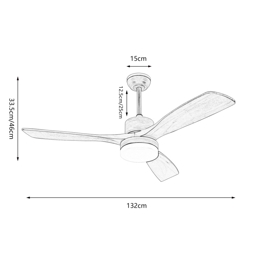 ZEVENTI - Ventilatore da soffitto dimmerabile a LED MARE LED/24W/230V 3000-6000K Wi-Fi Tuya quercia + telecomando