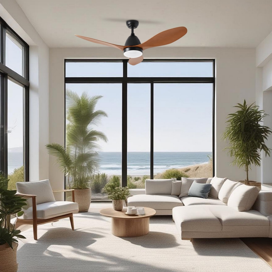 ZEVENTI - Ventilatore da soffitto dimmerabile a LED MURO LED/18W/230V 3000-6000K Wi-Fi Tuya nero + telecomando