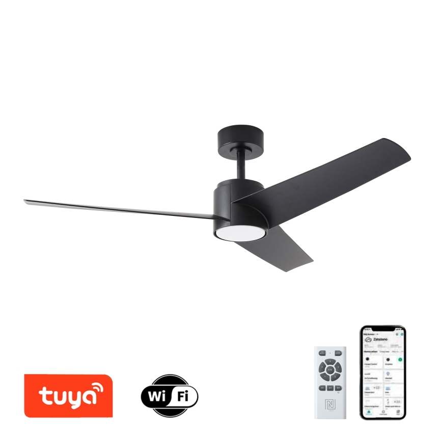 ZEVENTI - Ventilatore da soffitto dimmerabile a LED ORVIETO LED/18W/230V 3000-6000K Wi-Fi Tuya nero + telecomando