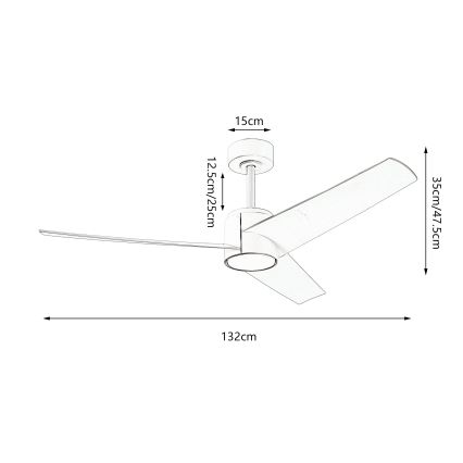 ZEVENTI - Ventilatore da soffitto dimmerabile a LED ORVIETO LED/18W/230V 3000-6000K Wi-Fi Tuya nero + telecomando