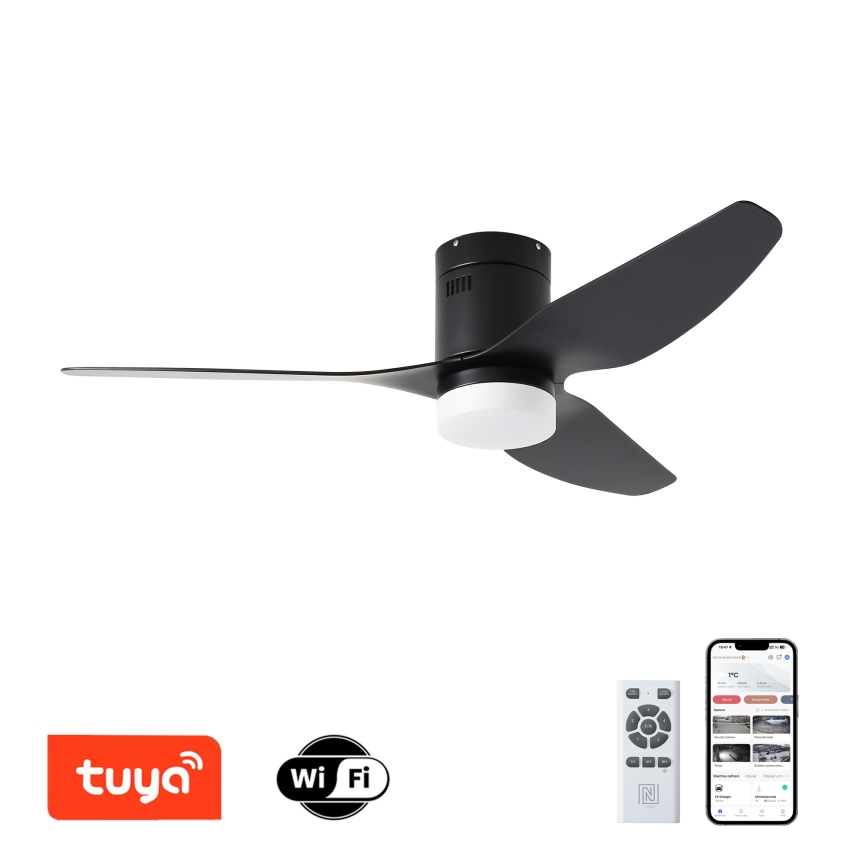 ZEVENTI - Ventilatore da soffitto dimmerabile a LED PADUA LED/18W/230V 3000-6000K Wi-Fi Tuya nero + telecomando