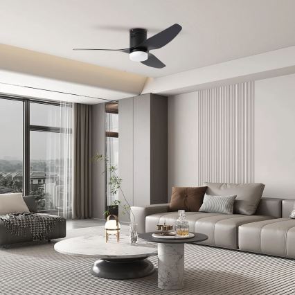 ZEVENTI - Ventilatore da soffitto dimmerabile a LED PADUA LED/18W/230V 3000-6000K Wi-Fi Tuya nero + telecomando