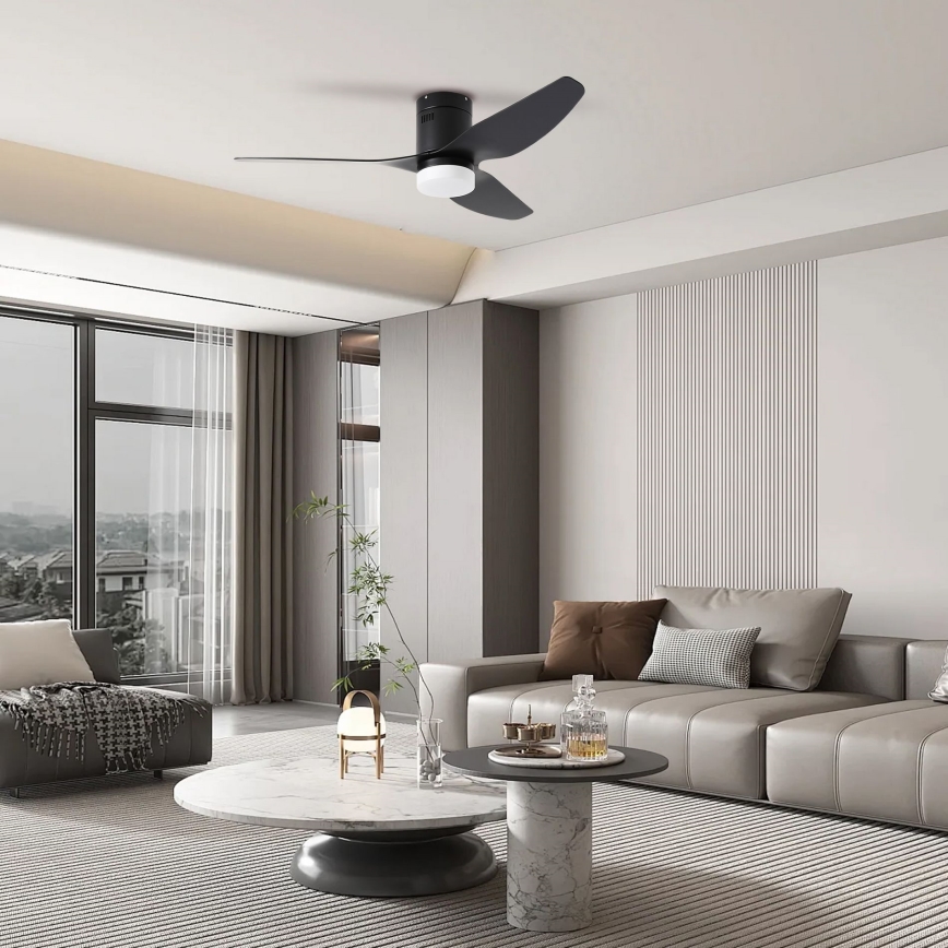 ZEVENTI - Ventilatore da soffitto dimmerabile a LED PADUA LED/18W/230V 3000-6000K Wi-Fi Tuya nero + telecomando