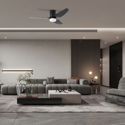 ZEVENTI - Ventilatore da soffitto dimmerabile a LED PADUA LED/18W/230V 3000-6000K Wi-Fi Tuya nero + telecomando