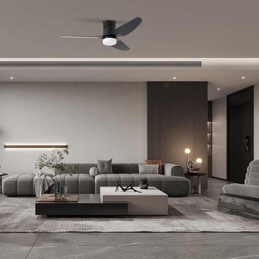 ZEVENTI - Ventilatore da soffitto dimmerabile a LED PADUA LED/18W/230V 3000-6000K Wi-Fi Tuya nero + telecomando