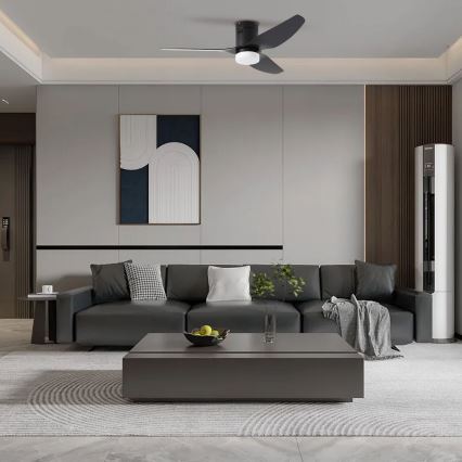 ZEVENTI - Ventilatore da soffitto dimmerabile a LED PADUA LED/18W/230V 3000-6000K Wi-Fi Tuya nero + telecomando