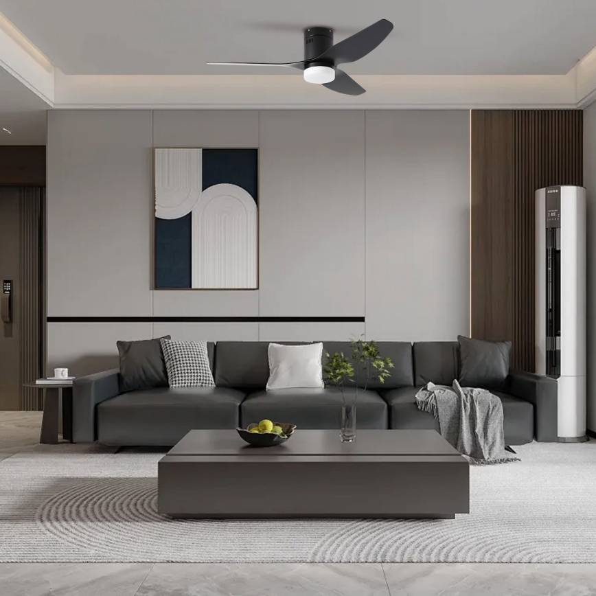 ZEVENTI - Ventilatore da soffitto dimmerabile a LED PADUA LED/18W/230V 3000-6000K Wi-Fi Tuya nero + telecomando