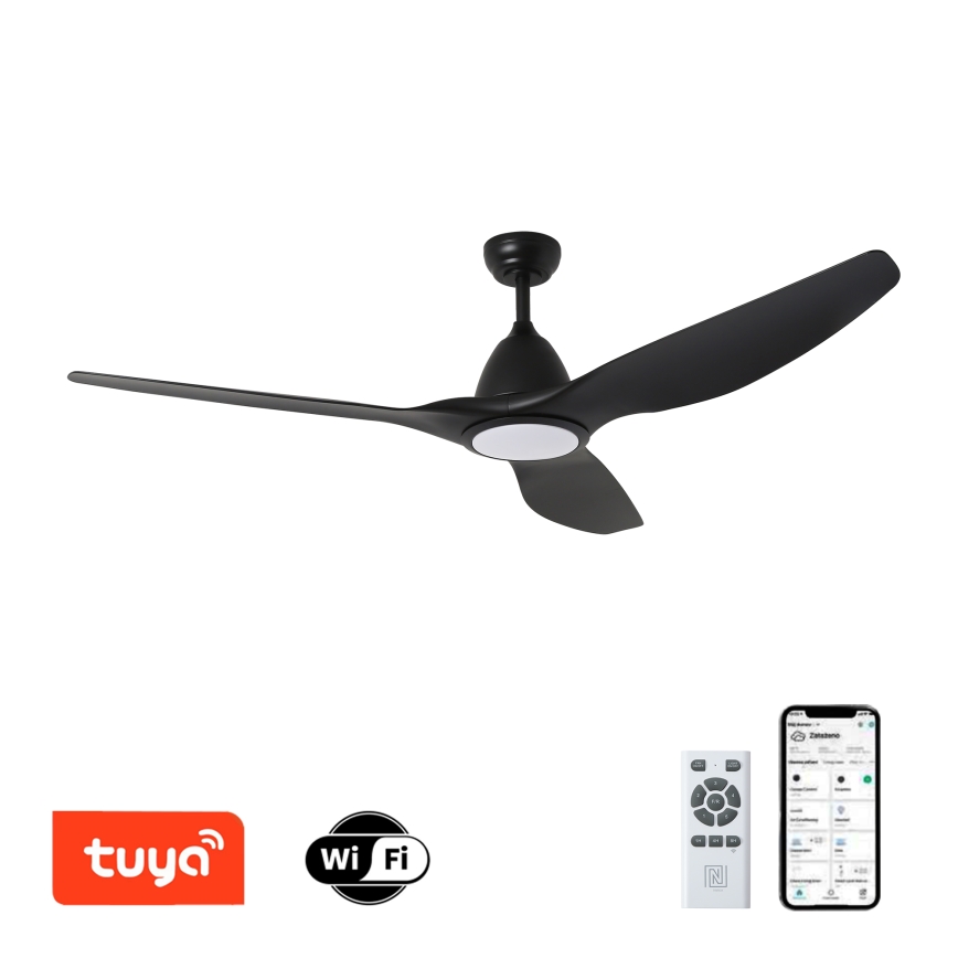 ZEVENTI - Ventilatore da soffitto dimmerabile a LED URBINO LED/20W/230V 3000-6000K Wi-Fi Tuya nero + telecomando