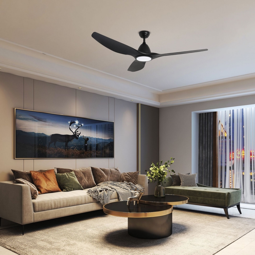 ZEVENTI - Ventilatore da soffitto dimmerabile a LED URBINO LED/20W/230V 3000-6000K Wi-Fi Tuya nero + telecomando