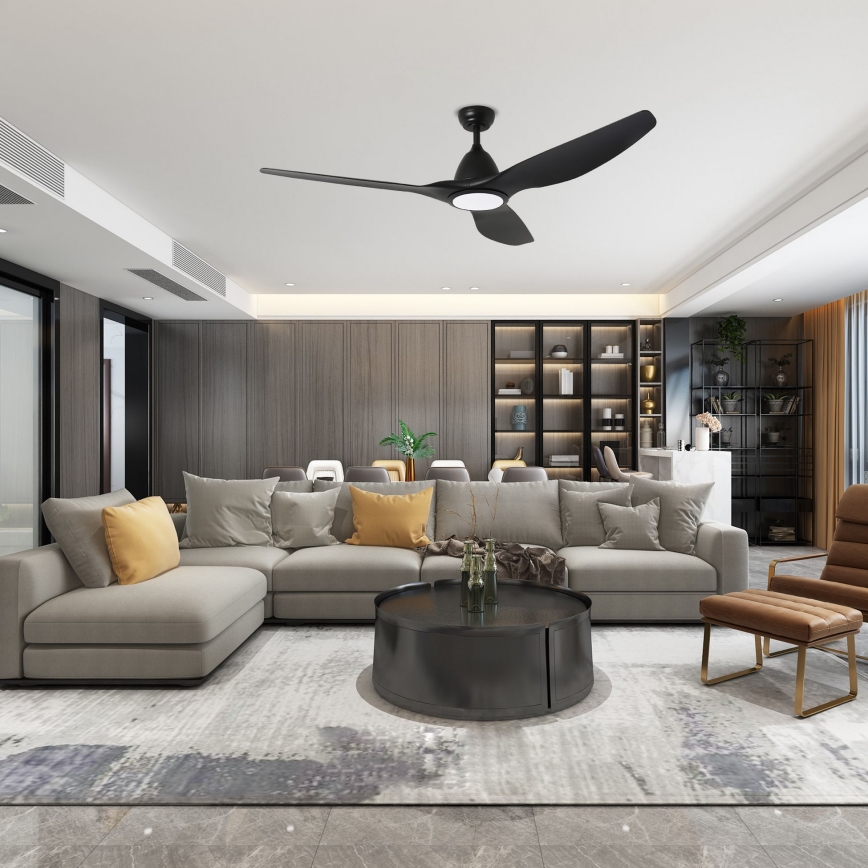 ZEVENTI - Ventilatore da soffitto dimmerabile a LED URBINO LED/20W/230V 3000-6000K Wi-Fi Tuya nero + telecomando