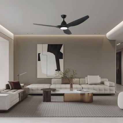 ZEVENTI - Ventilatore da soffitto dimmerabile a LED URBINO LED/20W/230V 3000-6000K Wi-Fi Tuya nero + telecomando