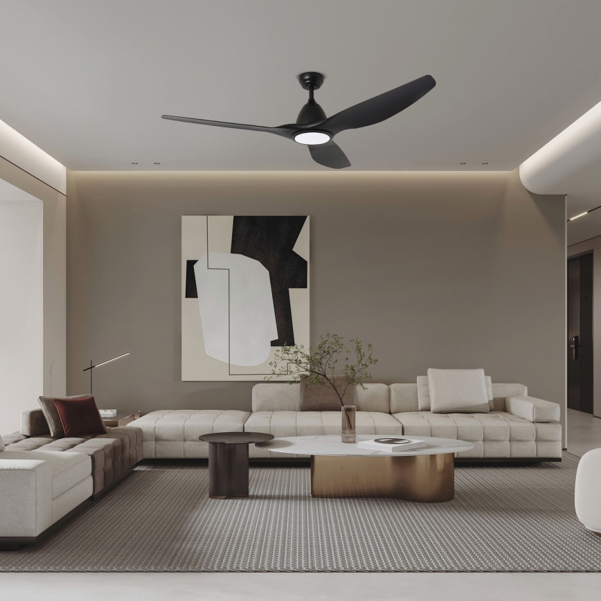 ZEVENTI - Ventilatore da soffitto dimmerabile a LED URBINO LED/20W/230V 3000-6000K Wi-Fi Tuya nero + telecomando
