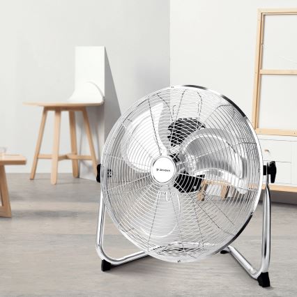 ZEVENTI - Standventilator FLOW 60W/230V 44,5 cm Hochglanz-Chrom