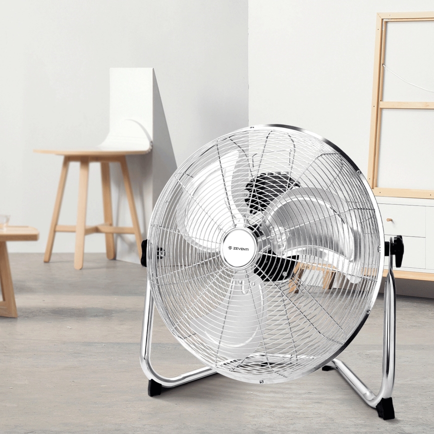 ZEVENTI - Standventilator FLOW 60W/230V 44,5 cm Hochglanz-Chrom
