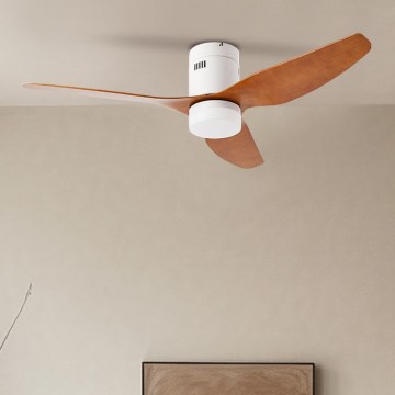 ZEVENTI - Ventilateur de plafond à intensité variable PADUA LED/18W/230V 3000-6000K Wi-Fi Tuya blanc/marron + Télécommande