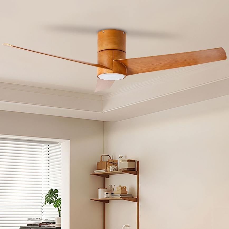 ZEVENTI - Ventilateur de plafond BARROSA LED/18W/230V 3000/4000/6000K Wi-Fi Tuya marron + Télécommande