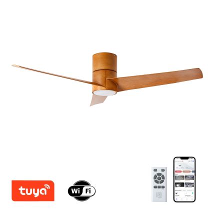 ZEVENTI - Ventilateur de plafond BARROSA LED/18W/230V 3000/4000/6000K Wi-Fi Tuya marron + Télécommande