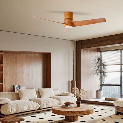 ZEVENTI - Ventilateur de plafond BARROSA LED/18W/230V 3000/4000/6000K Wi-Fi Tuya marron + Télécommande