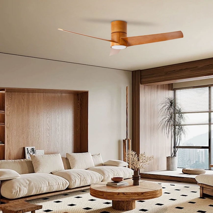 ZEVENTI - Ventilateur de plafond BARROSA LED/18W/230V 3000/4000/6000K Wi-Fi Tuya marron + Télécommande
