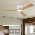 ZEVENTI - Ventilateur de plafond LED à intensité variable AUREX LED/24W/230V 3000/4000/6000K Wi-Fi Tuya blanc/chêne + télécommande