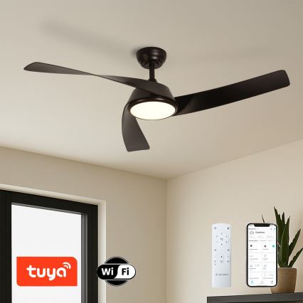 ZEVENTI - Ventilateur de plafond LED dimmable AERYS  LED/24W/230V 3000/4000/6000K Wi-Fi Tuya noir + télécommande