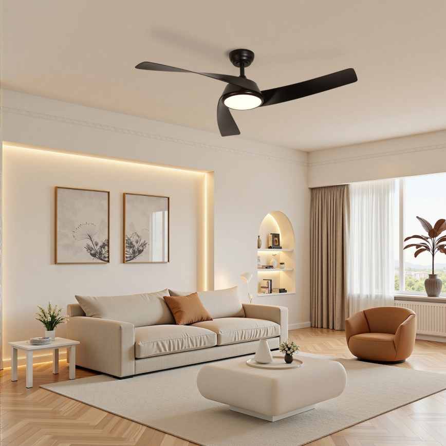 ZEVENTI - Ventilateur de plafond LED dimmable AERYS  LED/24W/230V 3000/4000/6000K Wi-Fi Tuya noir + télécommande