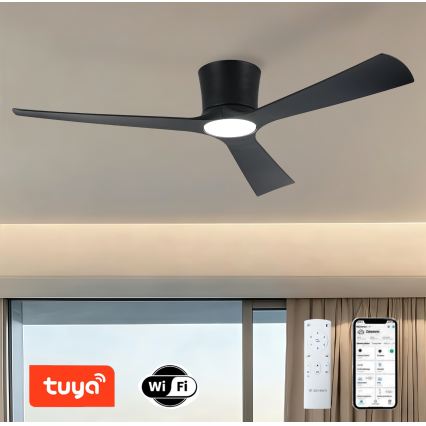 ZEVENTI - Ventilateur de plafond LED dimmable AUREX LED/24W/230V 3000/4000/6000K Wi‑Fi Tuya noir + télécommande