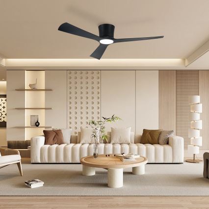 ZEVENTI - Ventilateur de plafond LED dimmable AUREX LED/24W/230V 3000/4000/6000K Wi‑Fi Tuya noir + télécommande