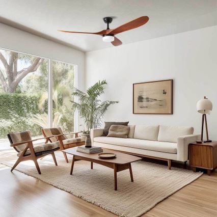 ZEVENTI - Ventilateur de plafond LED GINOSA LED/18W/230V 3000/4000/6000K Wi-Fi Tuya noir/chêne + télécommande