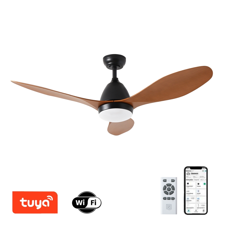 ZEVENTI - Ventilateur de plafond MURO LED/18W/230V 3000/4000/6000K Wi-Fi Tuya noir + télécommande