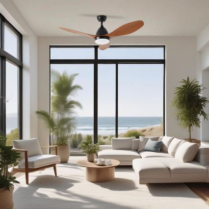 ZEVENTI - Ventilateur de plafond MURO LED/18W/230V 3000/4000/6000K Wi-Fi Tuya noir + télécommande