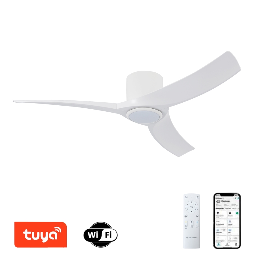 ZEVENTI - Ventilateur de plafond LED dimmable ORBITO LED/24W/230V 3000/4000/6000K Wi-Fi Tuya blanc + télécommande