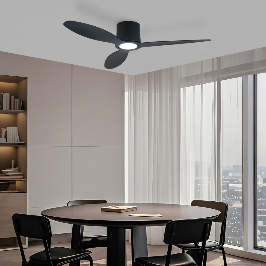 ZEVENTI - Ventilateur de plafond LED dimmable VENTORA LED/24W/230V 3000/4000/6000K Wi-Fi Tuya noir + télécommande