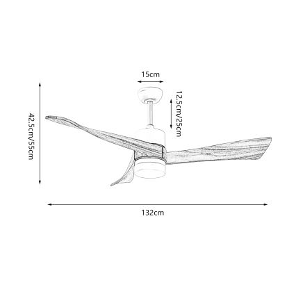 ZEVENTI - Ventilateur de plafond à intensité variable NATURITO LED/18W/230V 3000-6000K Wi-Fi Tuya noir/chêne + Télécommande