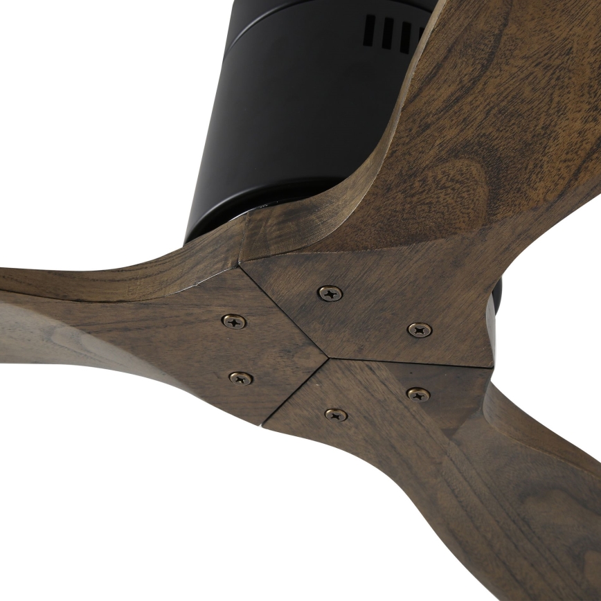 ZEVENTI - Ventilateur de plafond SPELLO Wi-Fi Tuya noir/chêne + télécommande