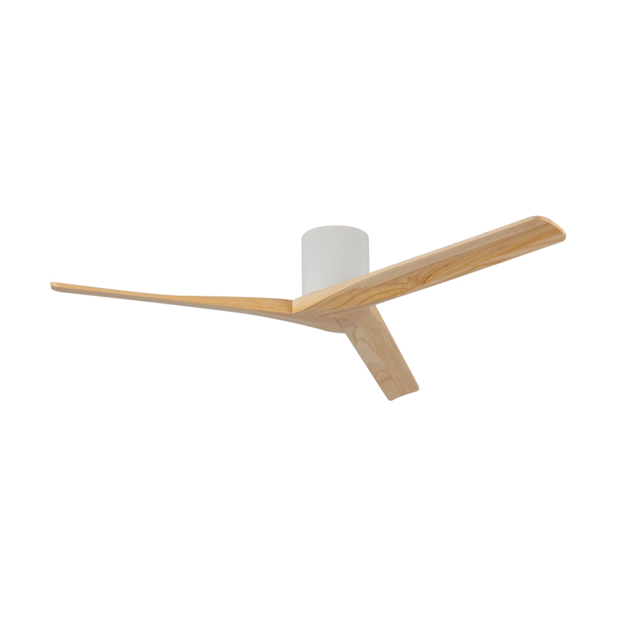 ZEVENTI - Ventilateur de plafond VELLON Wi-Fi Tuya blanc/bois de paulownia + télécommande