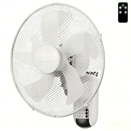 ZEVENTI - Ventilateur mural FANNY 45 W / 230 V Ø 41 cm blanc avec télécommande