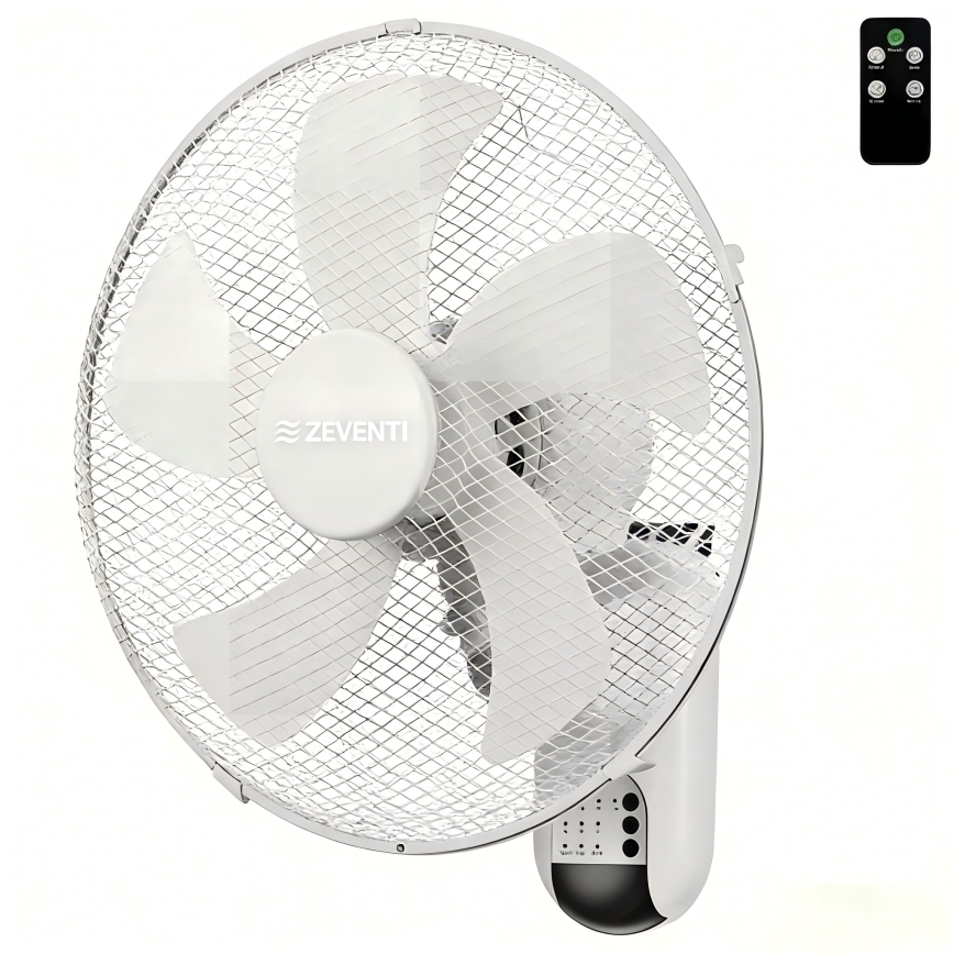 ZEVENTI - Ventilateur mural FANNY 45 W / 230 V Ø 41 cm blanc avec télécommande