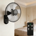 ZEVENTI - Ventilateur mural FANNY 45W/230V Ø 41 cm noir + télécommande