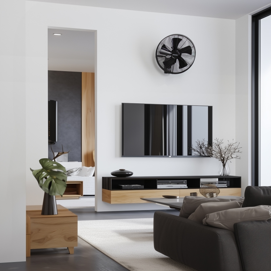 ZEVENTI - Ventilateur mural FREEZE 50W/230V d. 40 cm noir + Télécommande