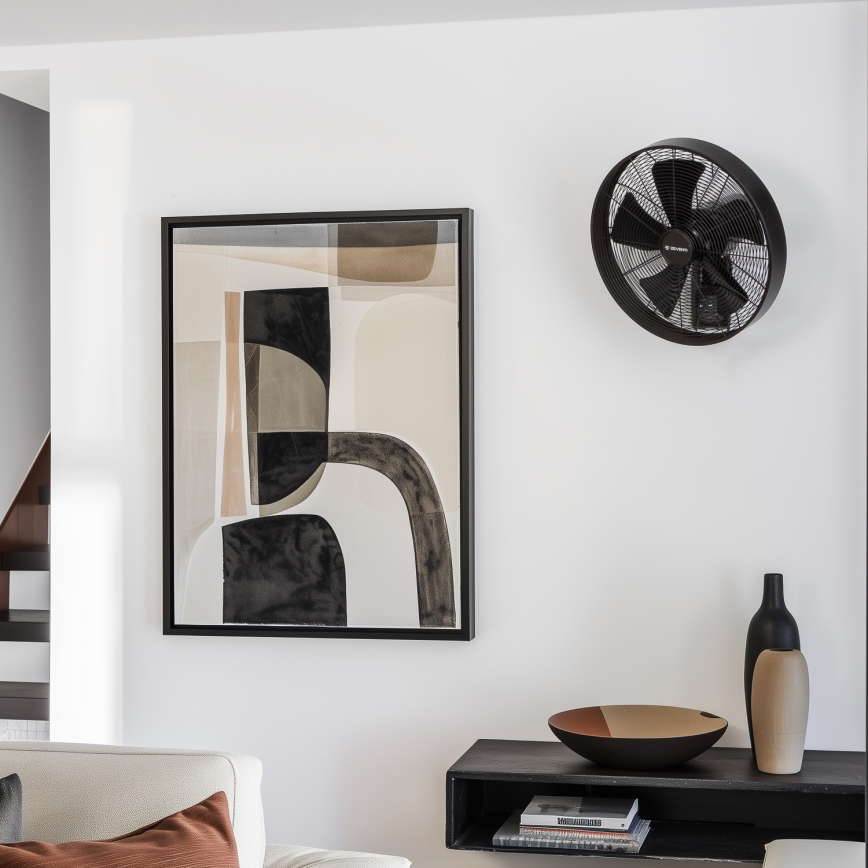 ZEVENTI - Ventilateur mural FREEZE 50W/230V d. 40 cm noir + Télécommande