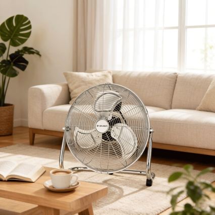 ZEVENTI - Ventilateur sur pied FLOW 100W/230V, finition chrome brillant