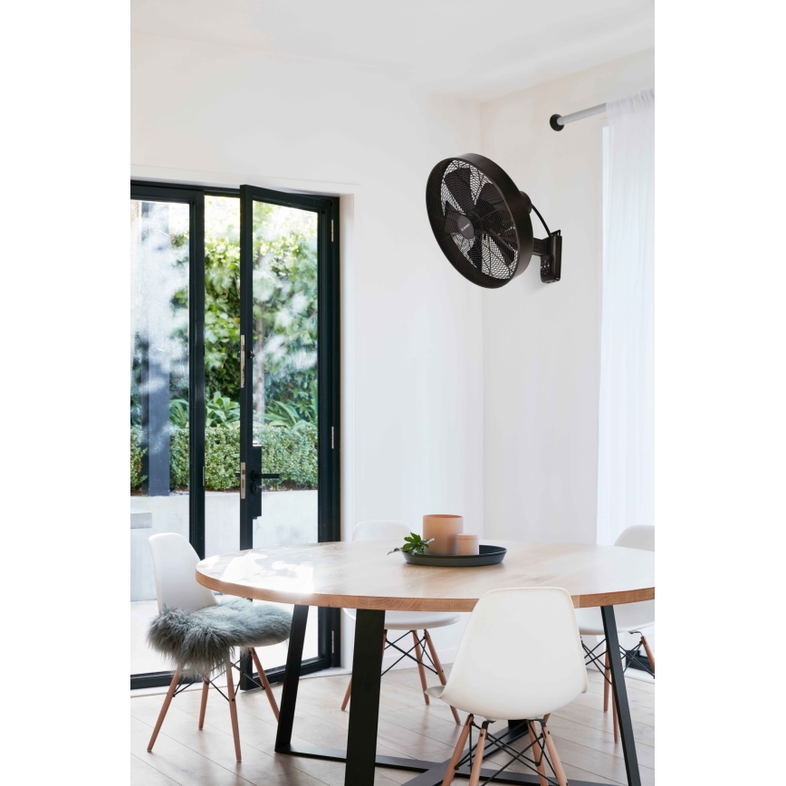 ZEVENTI - Ventilatore da parete FREEZE 50W/230V diametro 40 cm nero/marrone + telecomando
